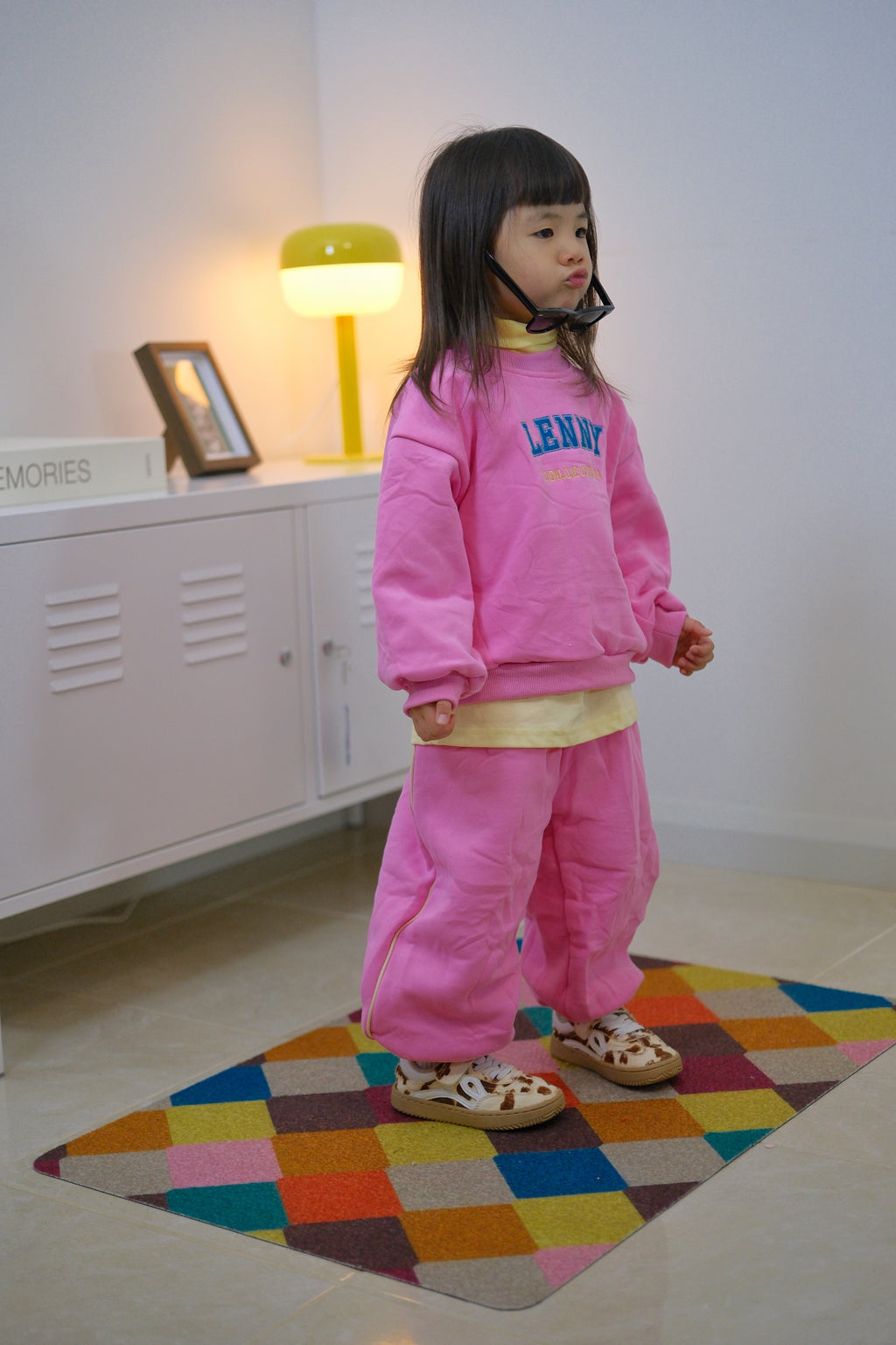 3 Piece Tracksuit Set - Hot Pink/Yellow