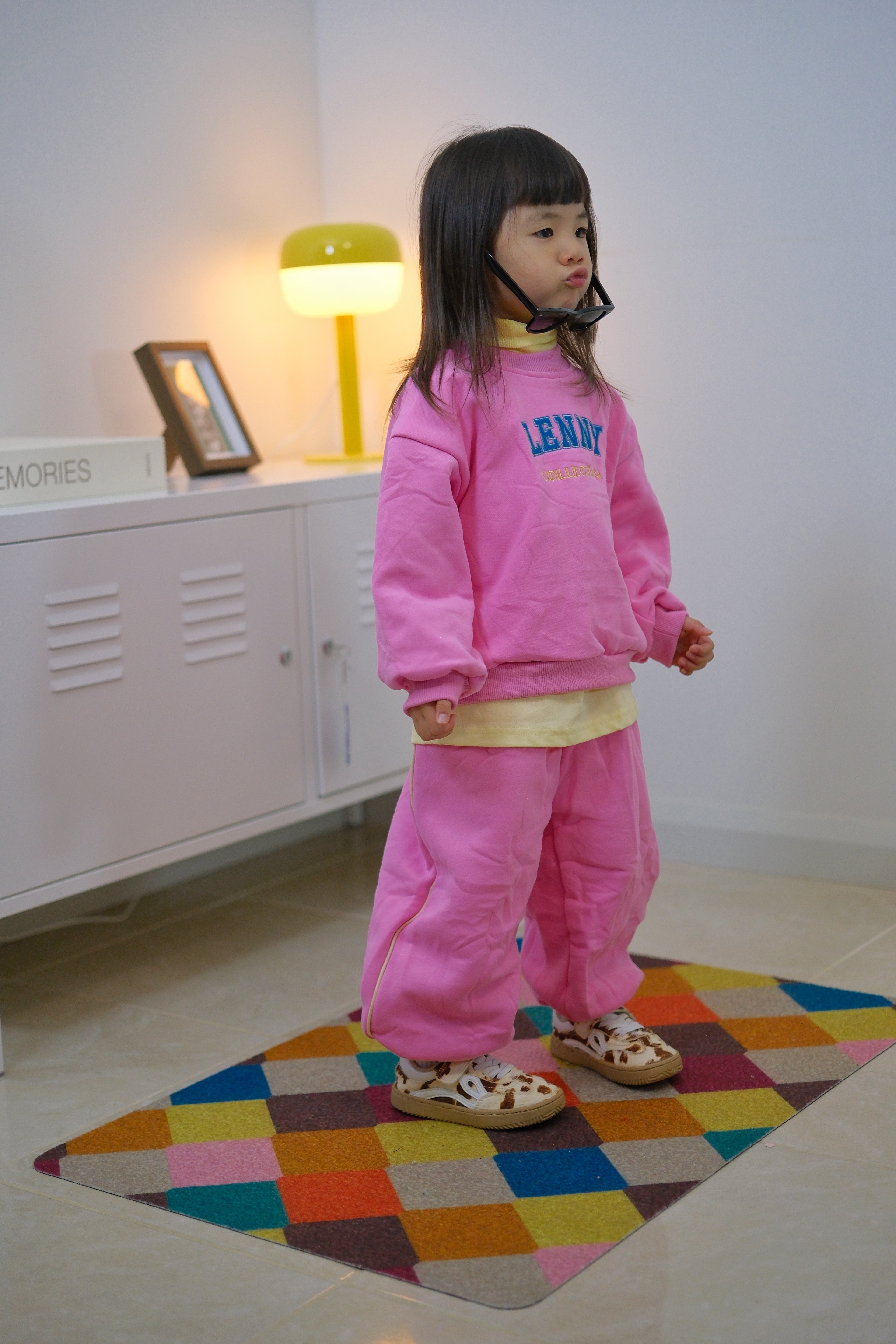 3 Piece Tracksuit Set - Hot Pink/Yellow