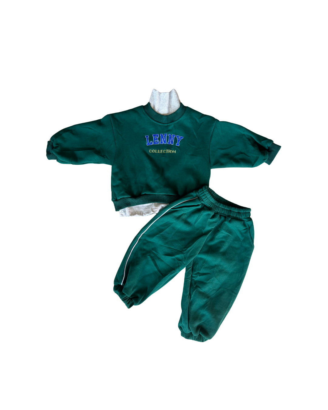 3 Piece Tracksuit Set - Emerald Green/Grey