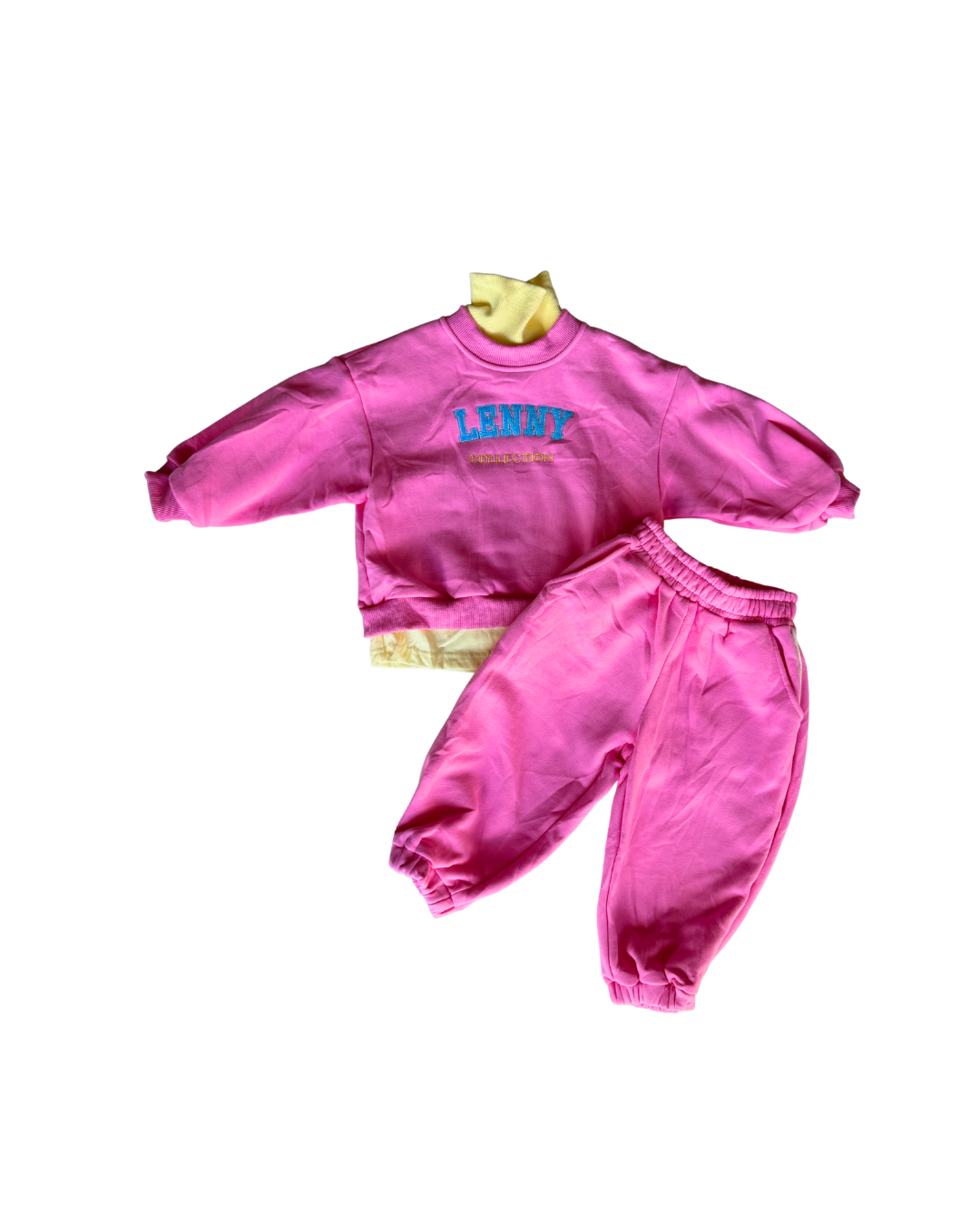 3 Piece Tracksuit Set - Hot Pink/Yellow
