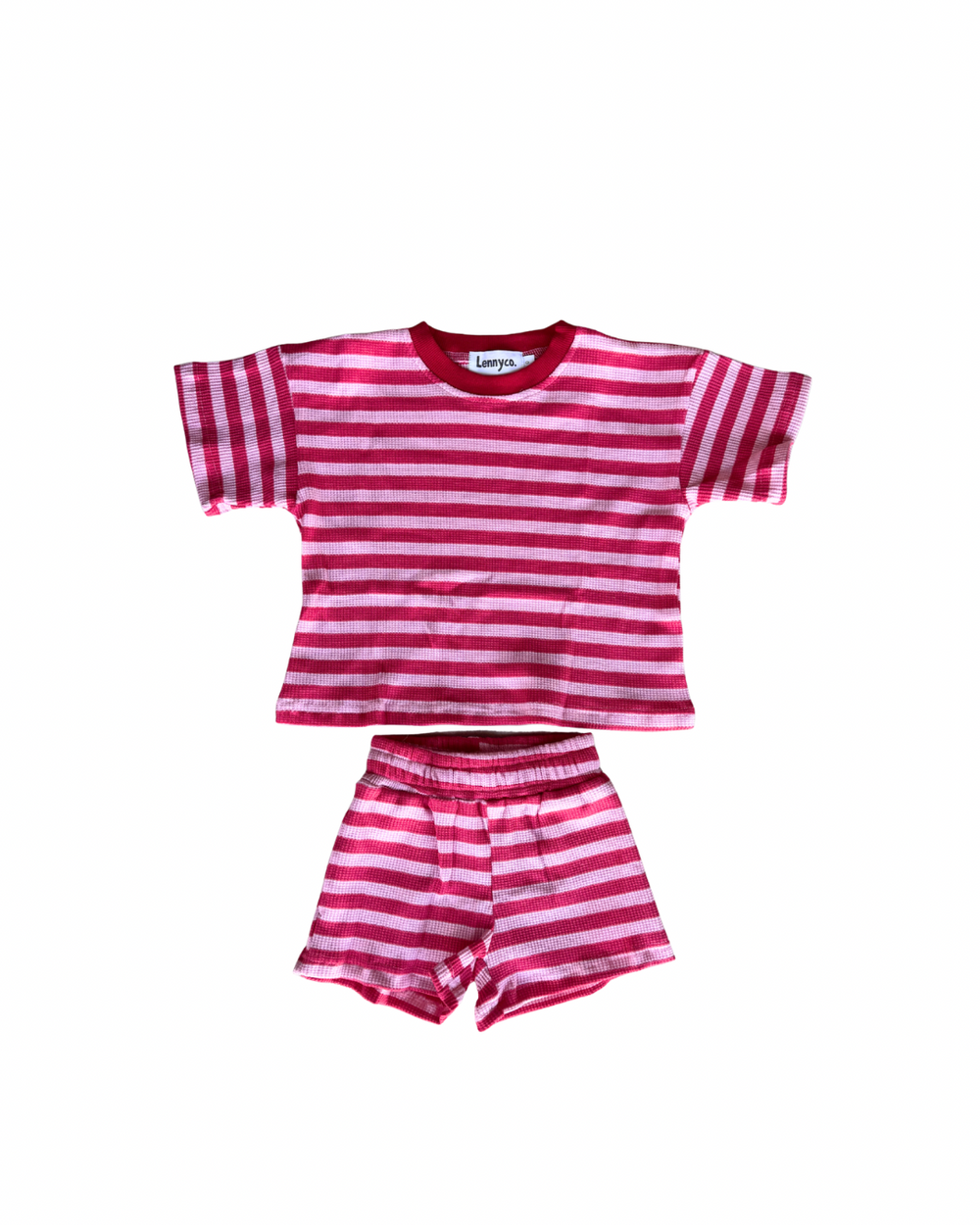 Striped Waffle Set - Pink/Red