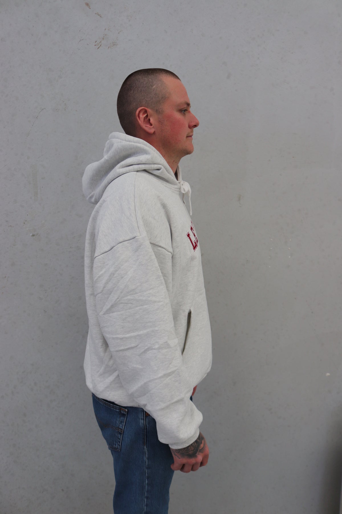 Adult College Hoodie Grey Marl
