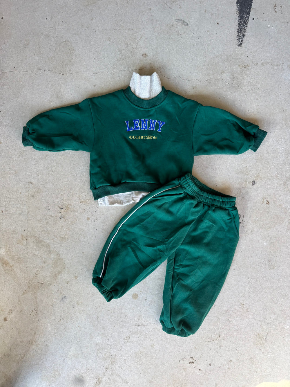 3 Piece Tracksuit Set - Emerald Green/Grey