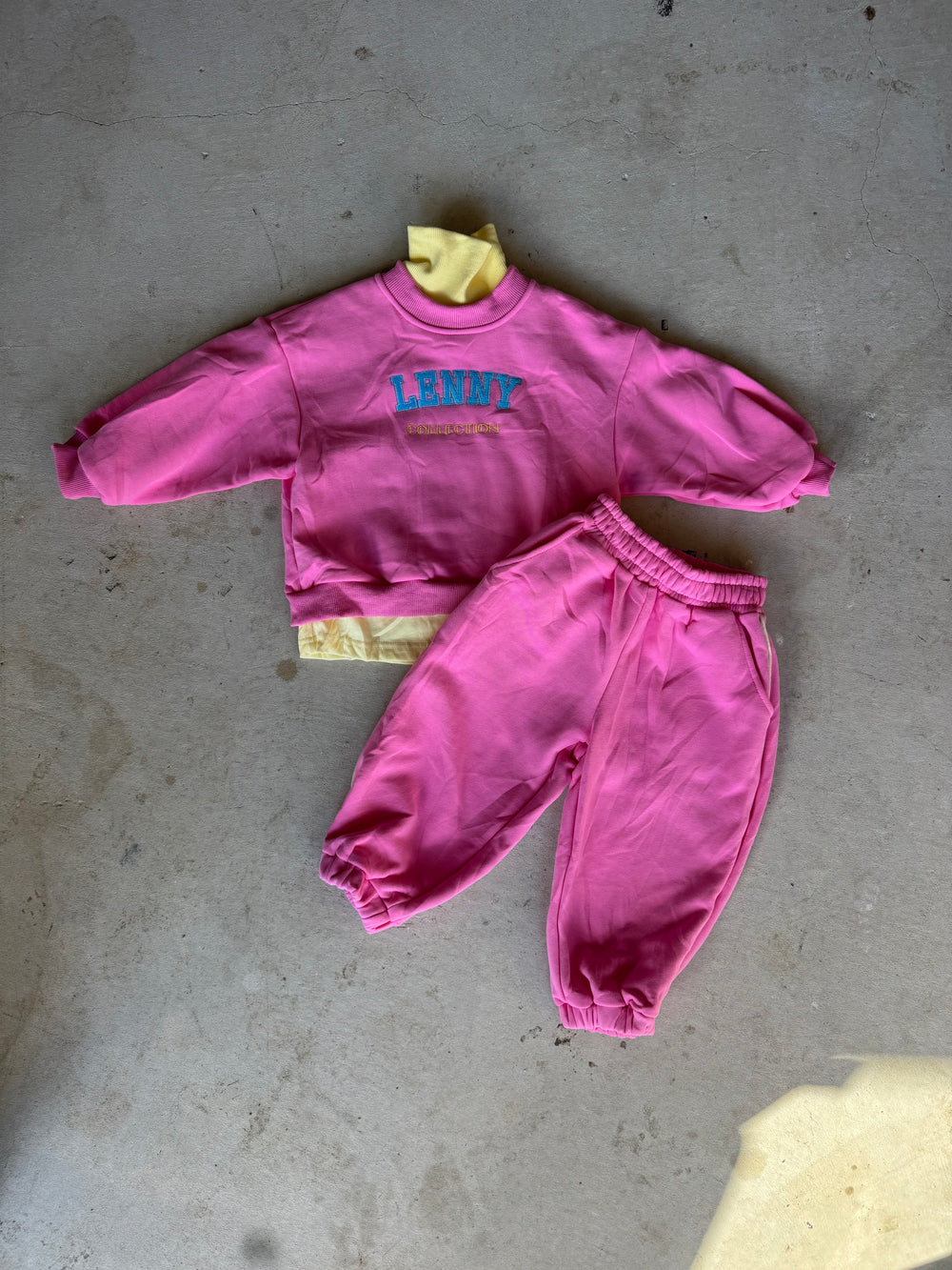3 Piece Tracksuit Set - Hot Pink/Yellow