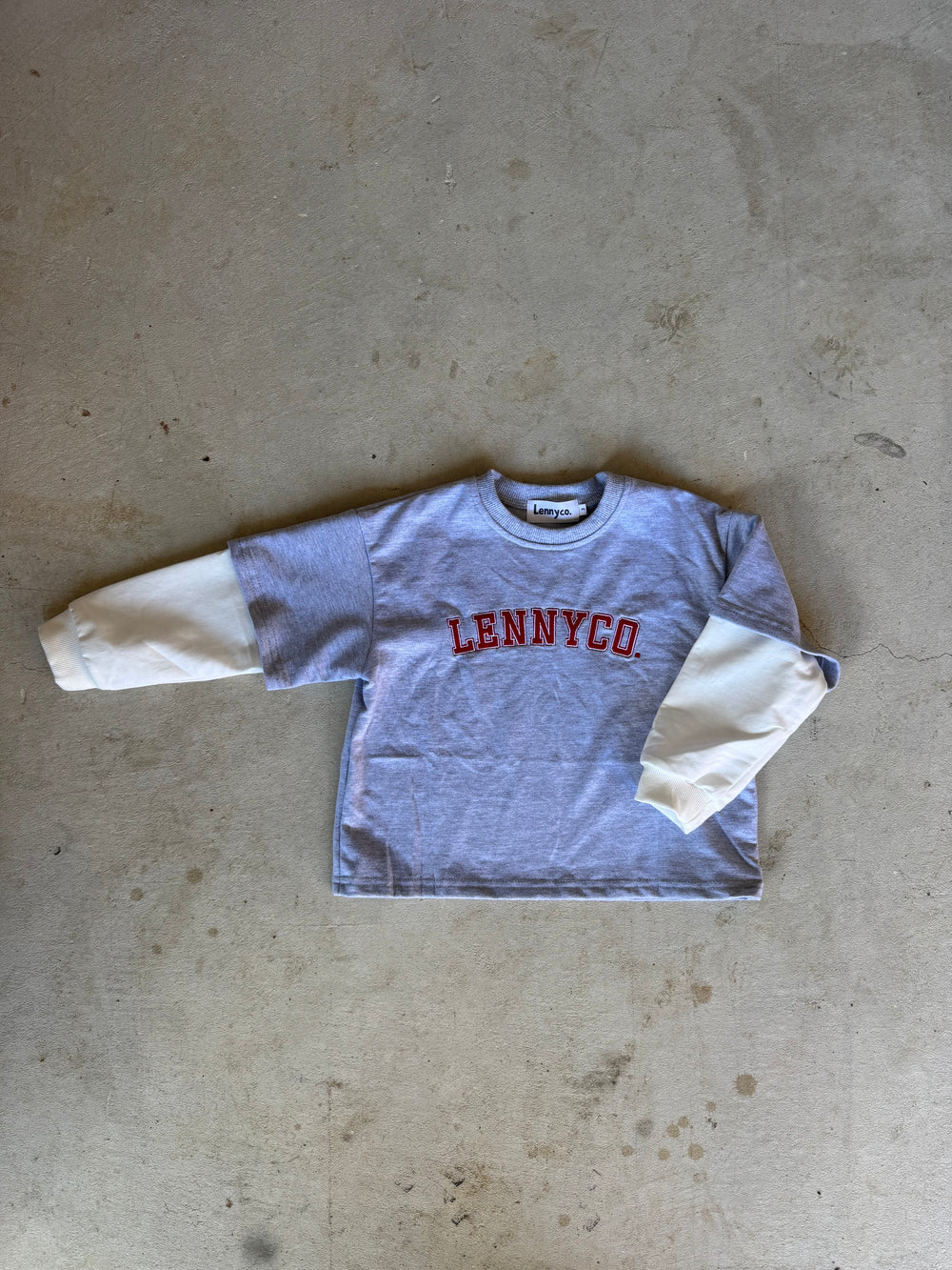 Kids Layered Long Sleeve Tee - Grey Marl