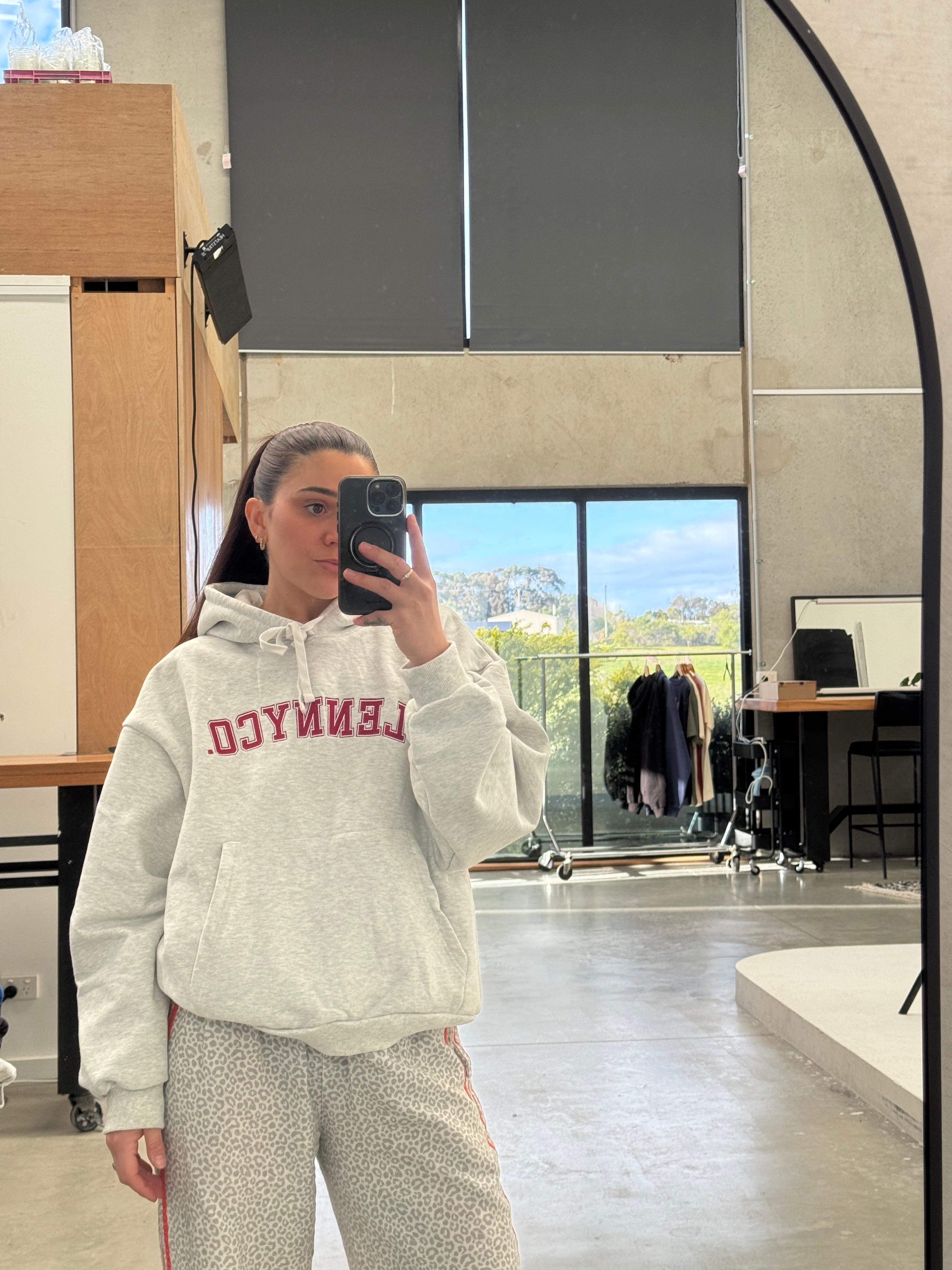Adult College Hoodie Grey Marl