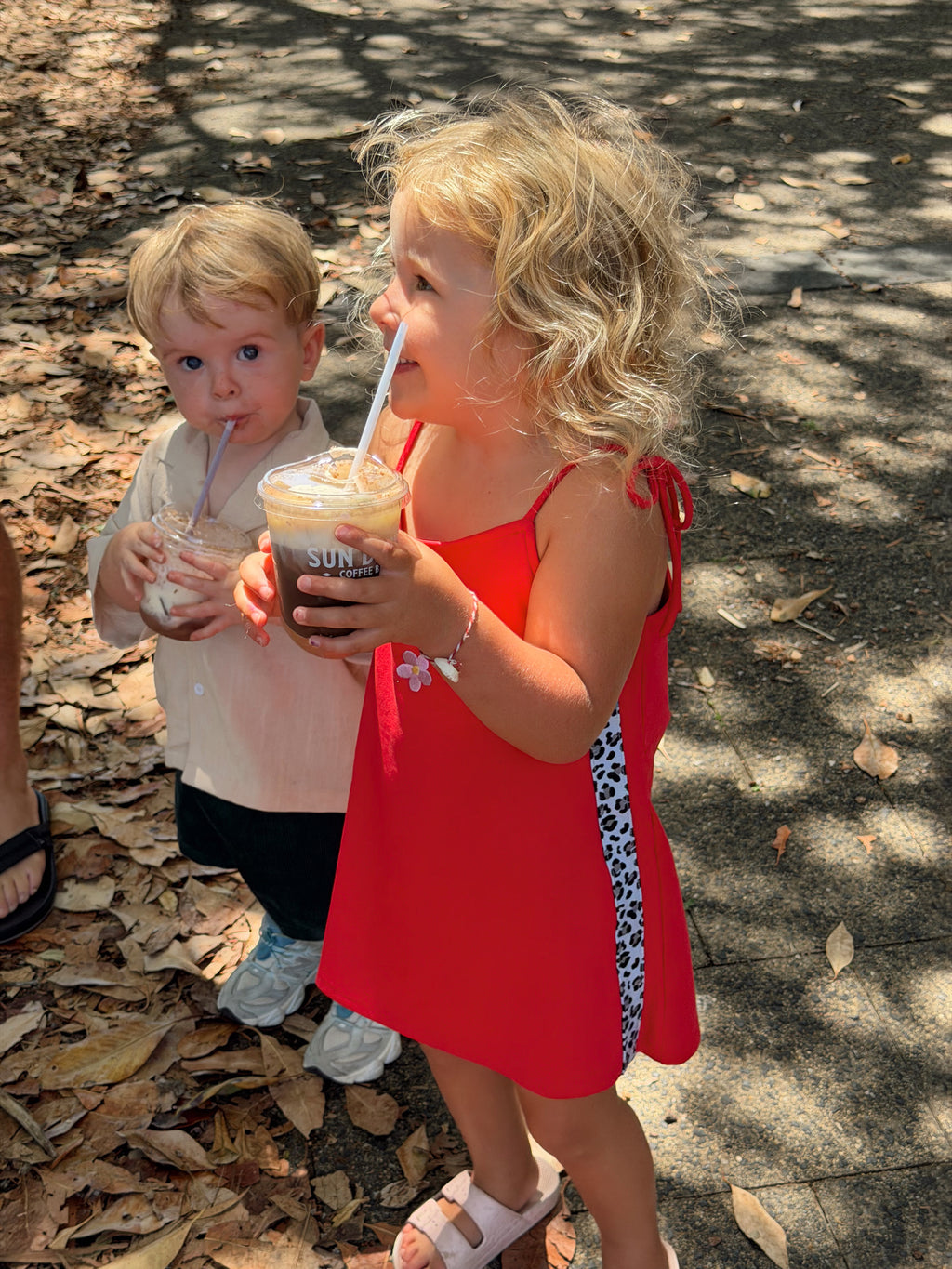 Red Leopard Striped Mini Dress