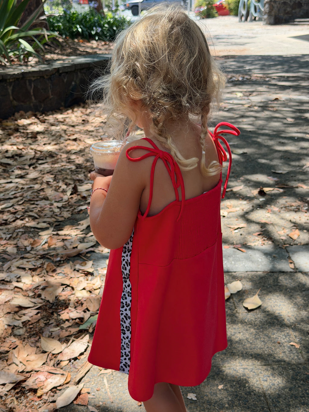 Red Leopard Striped Mini Dress